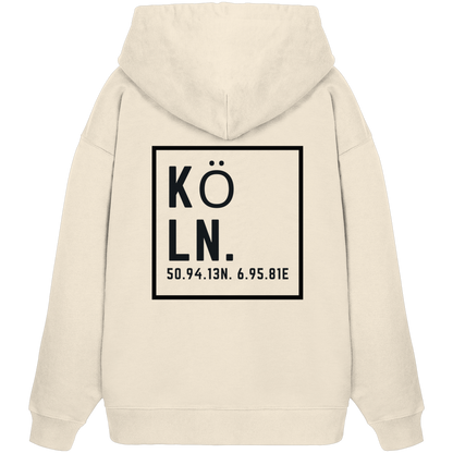 Köln Koordinaten (großer Druck auf dem Rücken) - Organic Oversize Hoodie