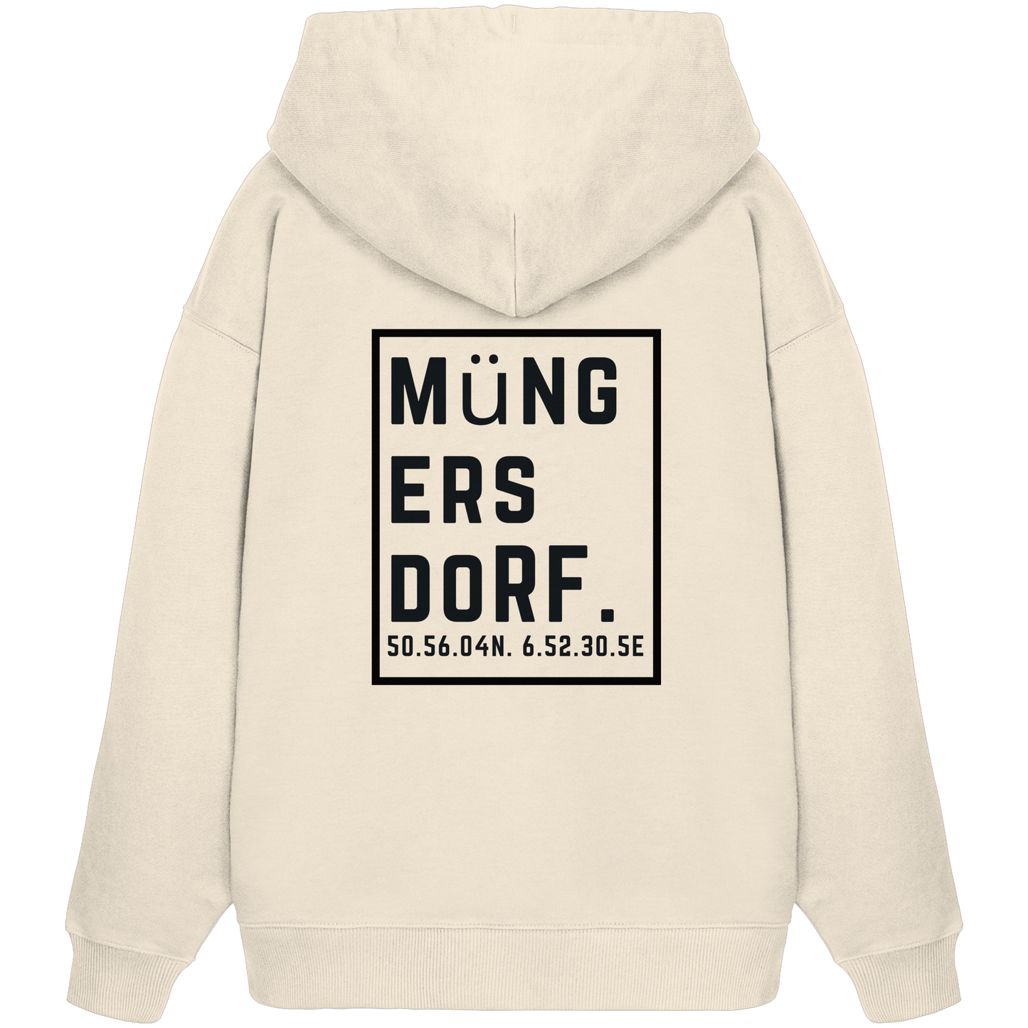 Müngersdorf Koordinaten (großer Druck auf dem Rücken) - Organic Oversize Hoodie