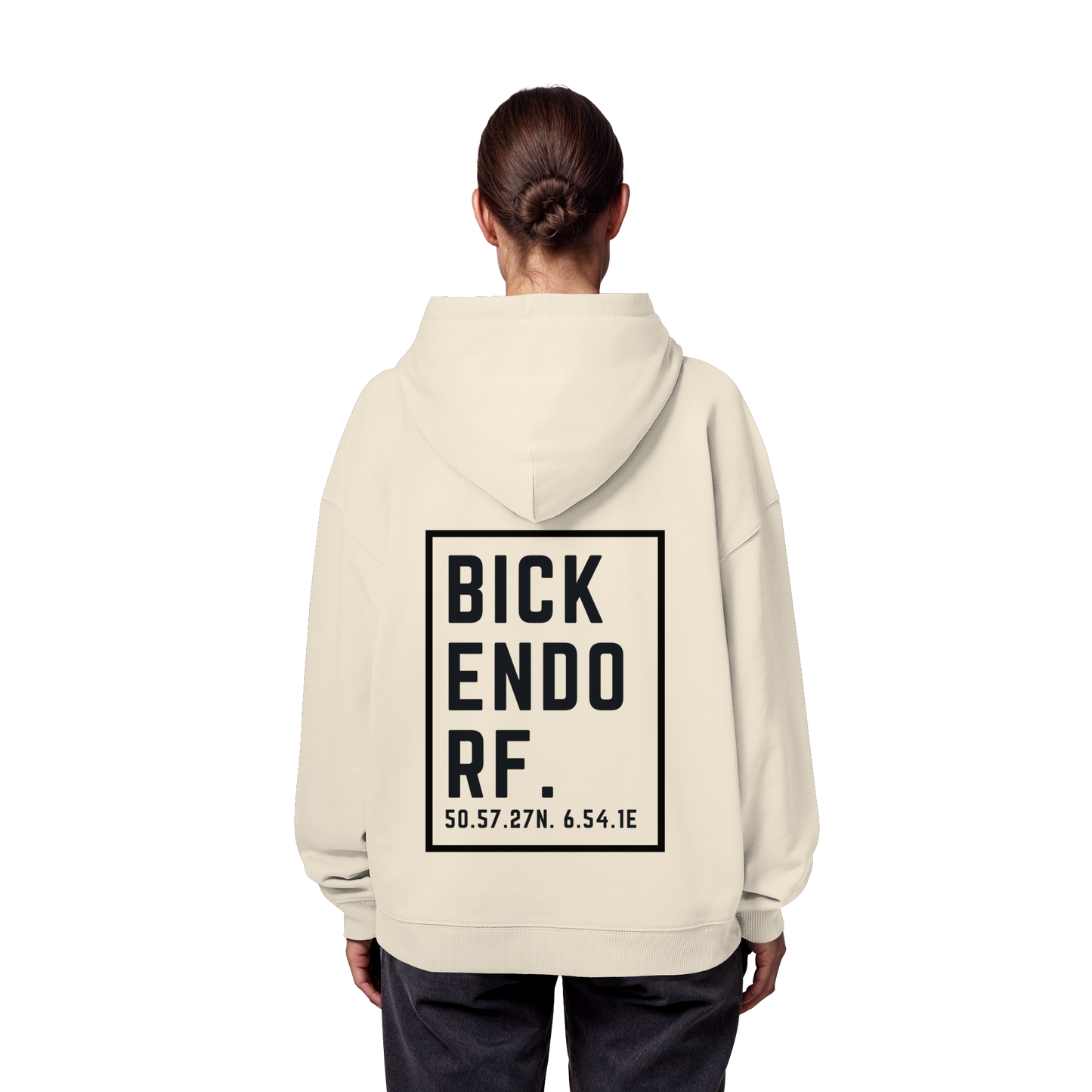 Bickendorf Koordinaten (großer Druck auf dem Rücken) - Organic Oversize Hoodie