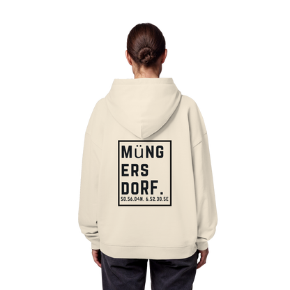 Müngersdorf Koordinaten (großer Druck auf dem Rücken) - Organic Oversize Hoodie