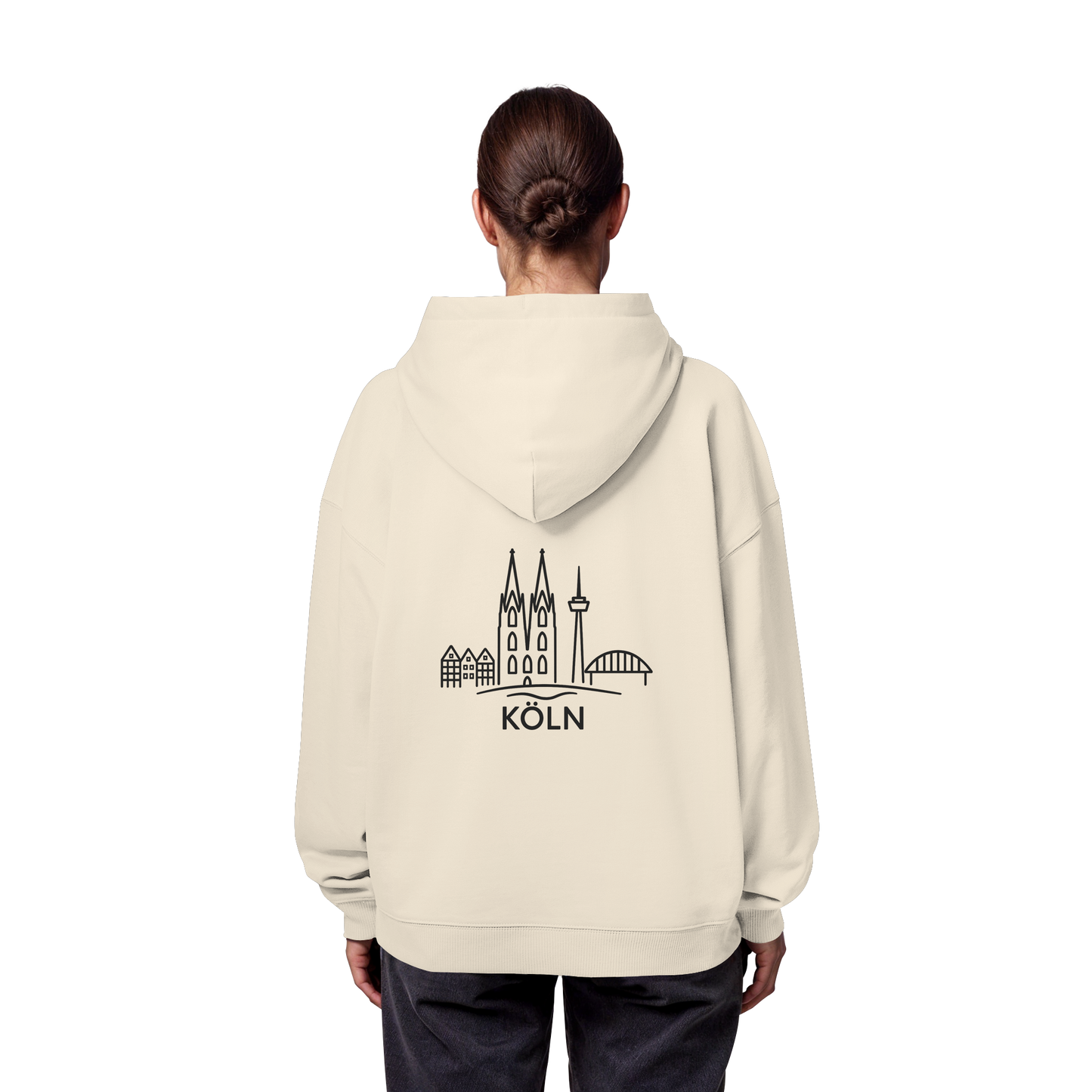 Köln Skyline (großer Druck auf dem Rücken) - Organic Oversize Hoodie