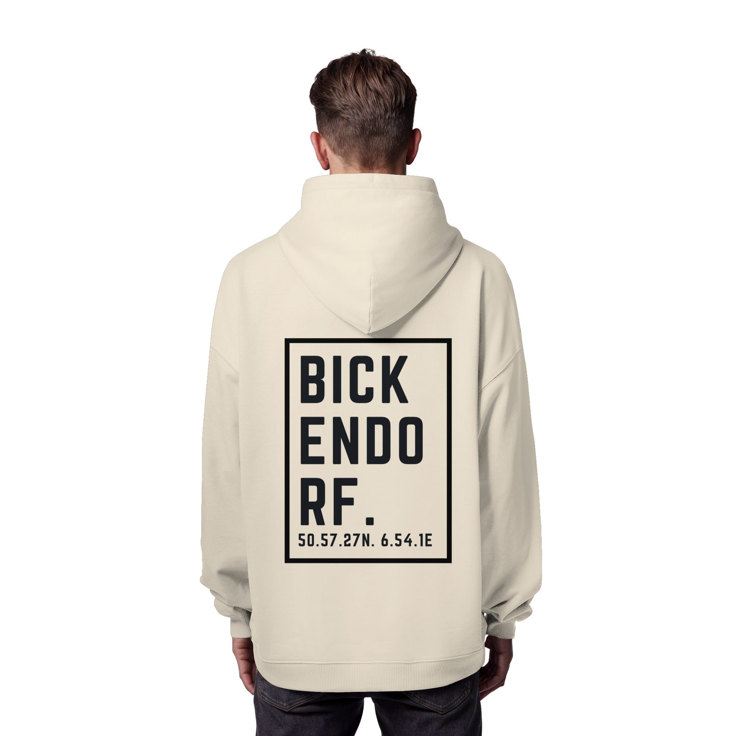 Bickendorf Koordinaten (großer Druck auf dem Rücken) - Organic Oversize Hoodie