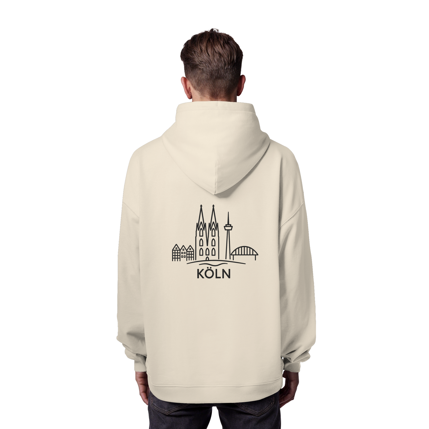 Köln Skyline (großer Druck auf dem Rücken) - Organic Oversize Hoodie