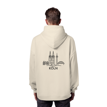 Köln Skyline (großer Druck auf dem Rücken) - Organic Oversize Hoodie
