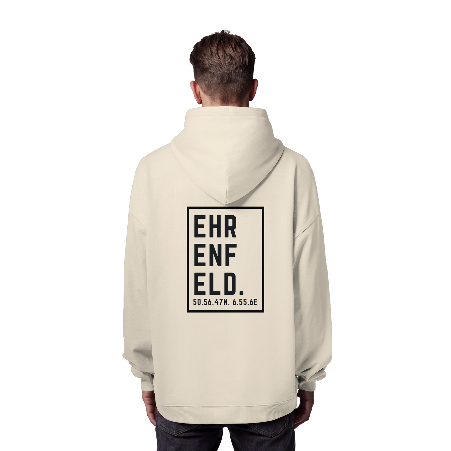 Ehrenfeld Koordinaten (großer Druck auf dem Rücken) - Organic Oversize Hoodie