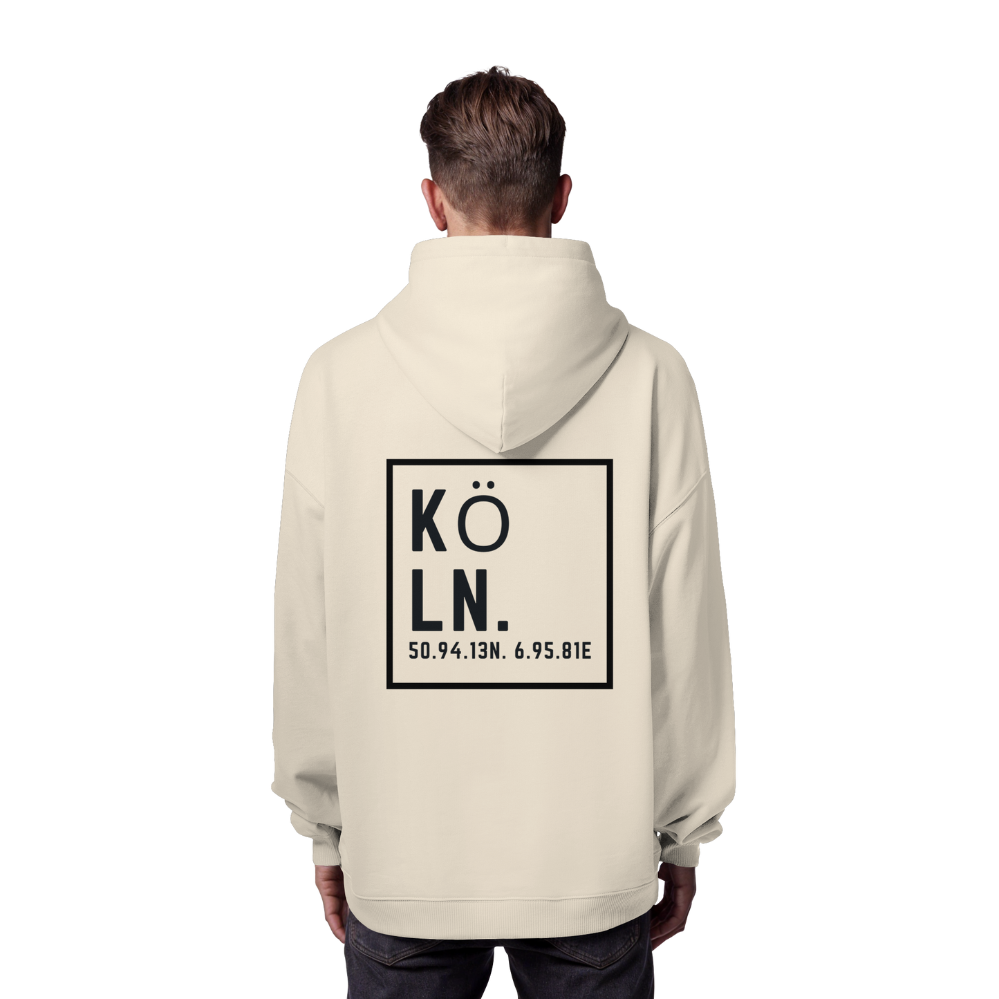 Köln Koordinaten (großer Druck auf dem Rücken) - Organic Oversize Hoodie