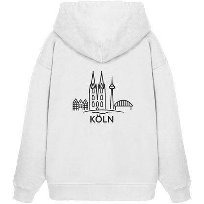 Köln Skyline (großer Druck auf dem Rücken) - Organic Oversize Hoodie