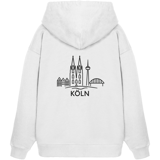 Köln Skyline (großer Druck auf dem Rücken) - Organic Oversize Hoodie