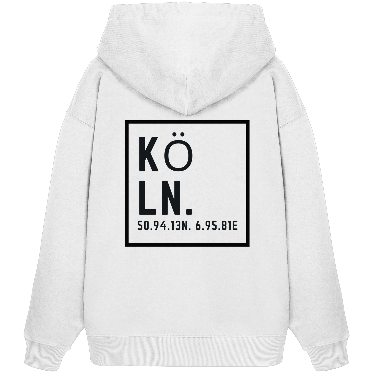 Köln Koordinaten (großer Druck auf dem Rücken) - Organic Oversize Hoodie