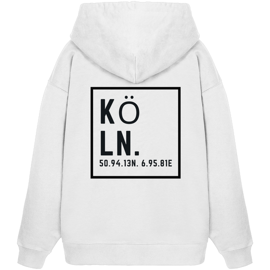 Köln Koordinaten (großer Druck auf dem Rücken) - Organic Oversize Hoodie
