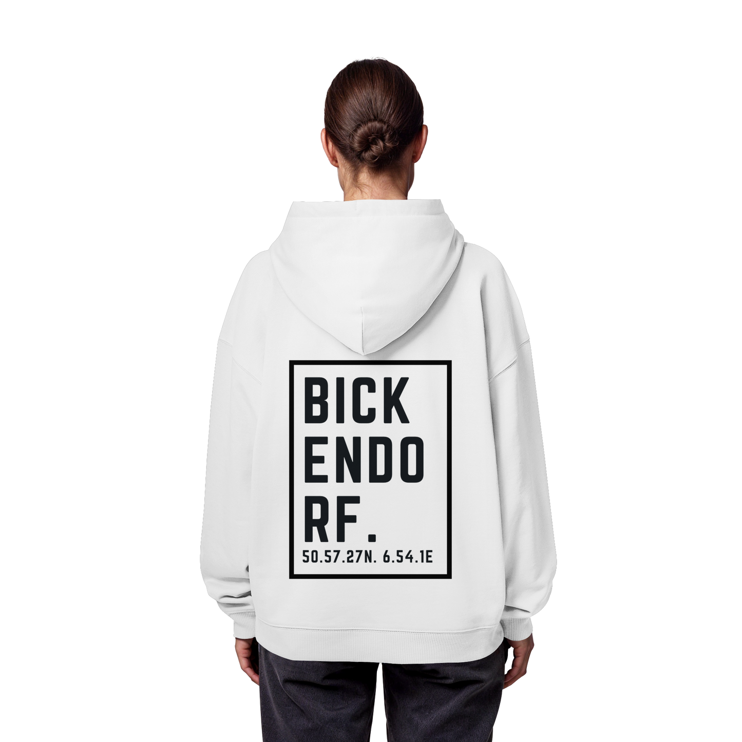 Bickendorf Koordinaten (großer Druck auf dem Rücken) - Organic Oversize Hoodie