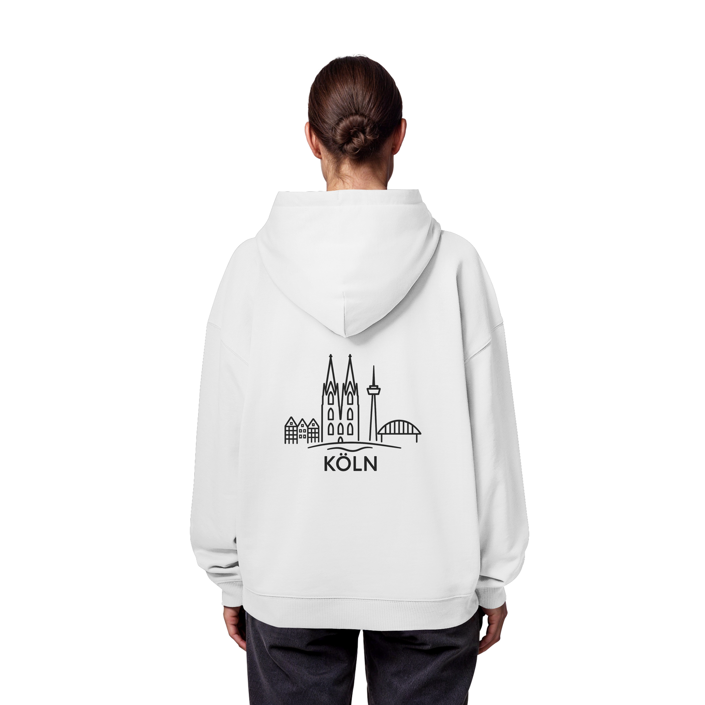 Köln Skyline (großer Druck auf dem Rücken) - Organic Oversize Hoodie