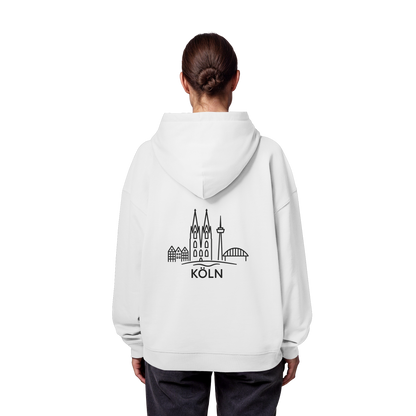 Köln Skyline (großer Druck auf dem Rücken) - Organic Oversize Hoodie