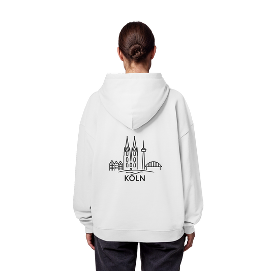 Köln Skyline (großer Druck auf dem Rücken) - Organic Oversize Hoodie