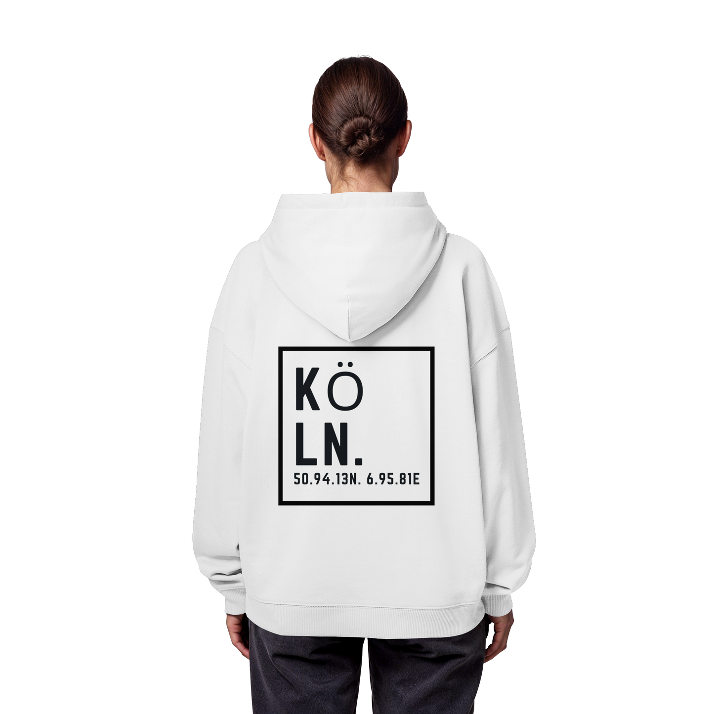 Köln Koordinaten (großer Druck auf dem Rücken) - Organic Oversize Hoodie