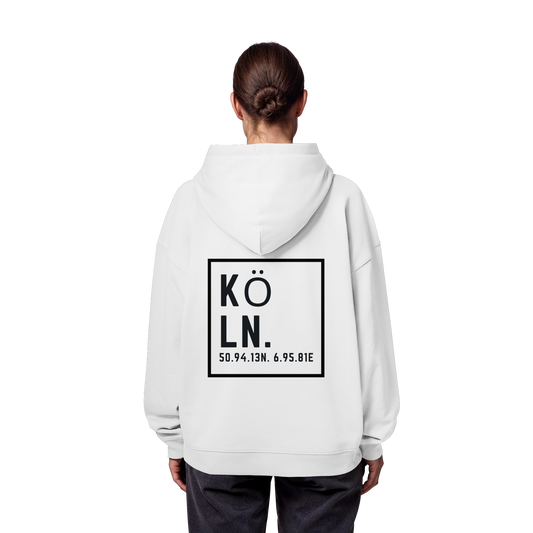 Köln Koordinaten (großer Druck auf dem Rücken) - Organic Oversize Hoodie