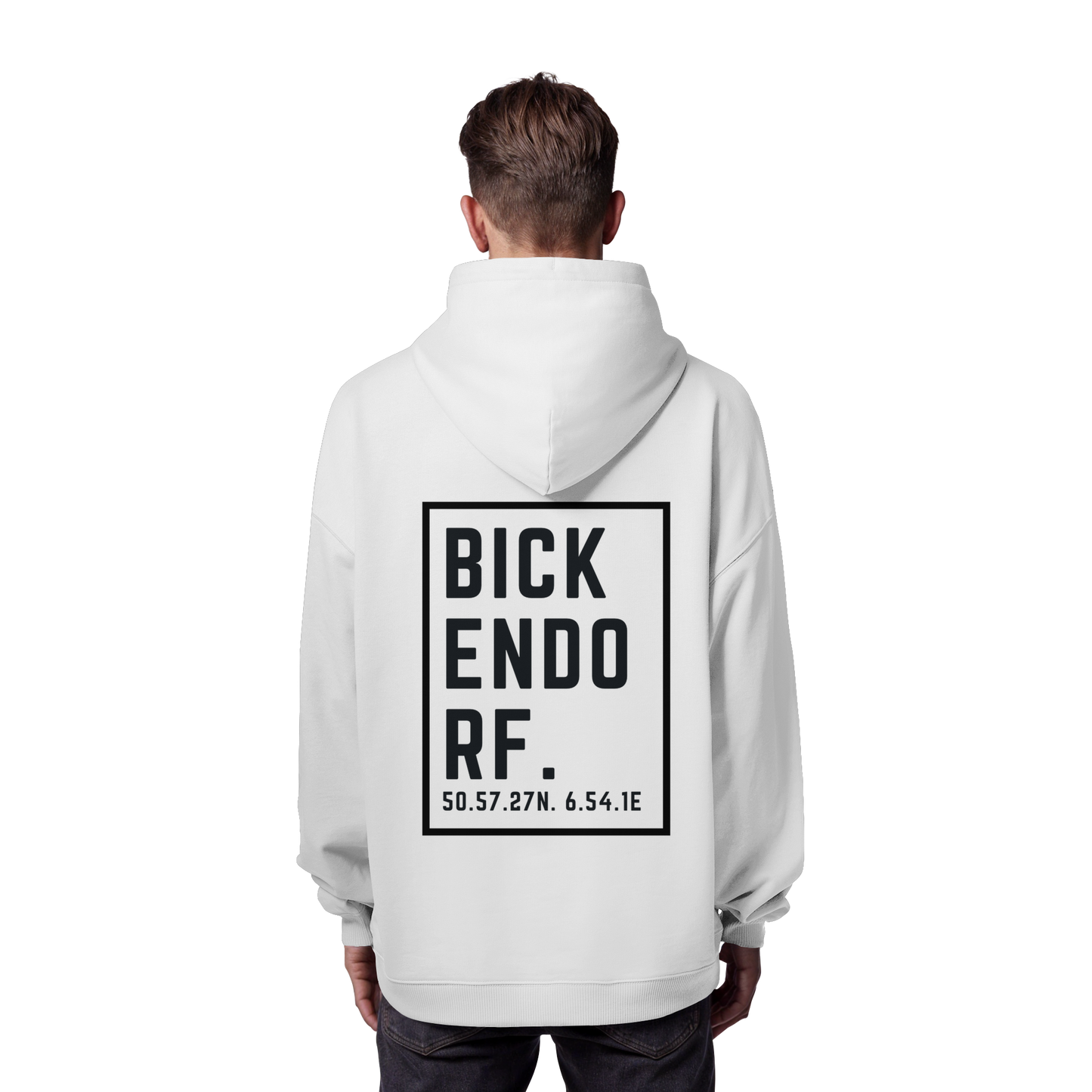 Bickendorf Koordinaten (großer Druck auf dem Rücken) - Organic Oversize Hoodie