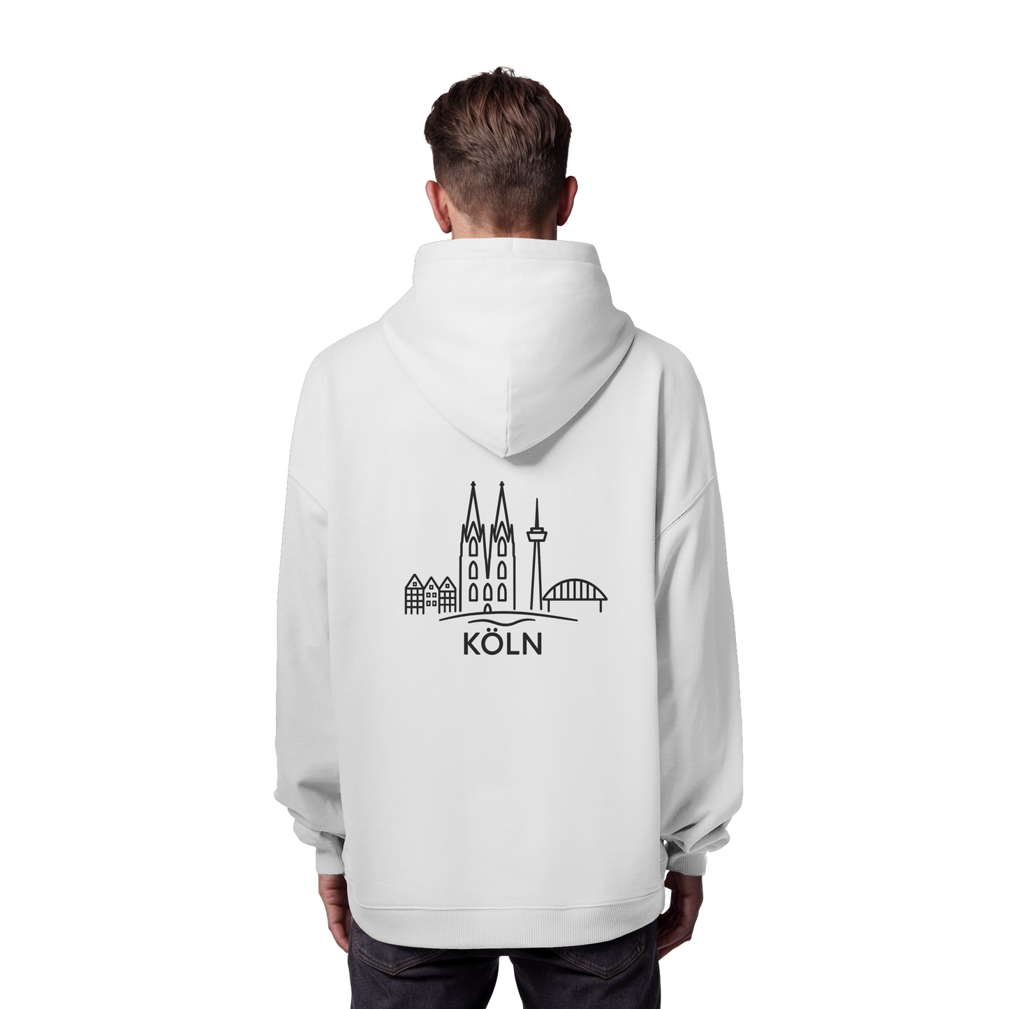 Köln Skyline (großer Druck auf dem Rücken) - Organic Oversize Hoodie