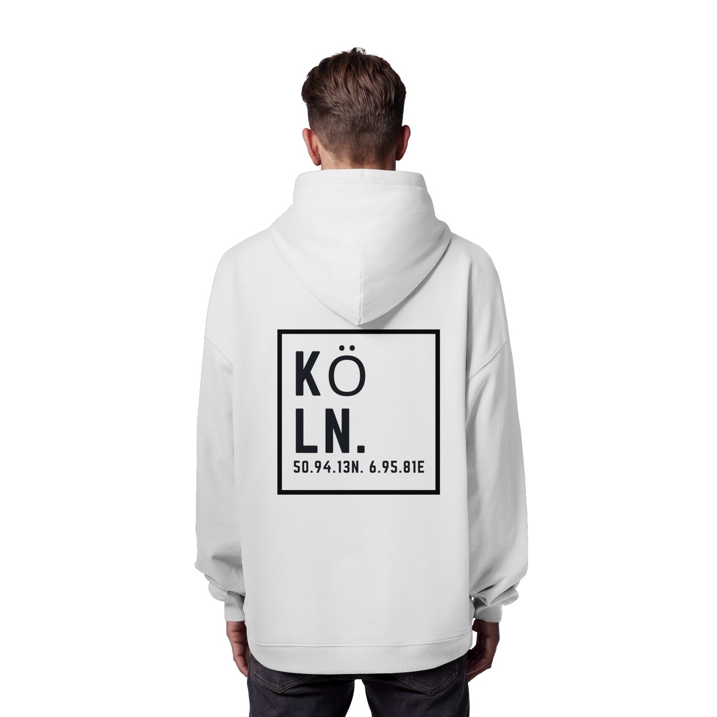 Köln Koordinaten (großer Druck auf dem Rücken) - Organic Oversize Hoodie