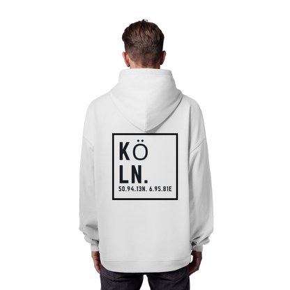 Köln Koordinaten (großer Druck auf dem Rücken) - Organic Oversize Hoodie