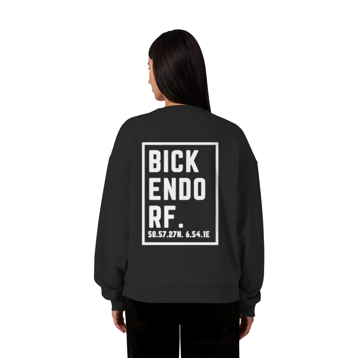 Bickendorf Koordinaten (großer Druck auf dem Rücken) - Organic Oversize Sweatshirt