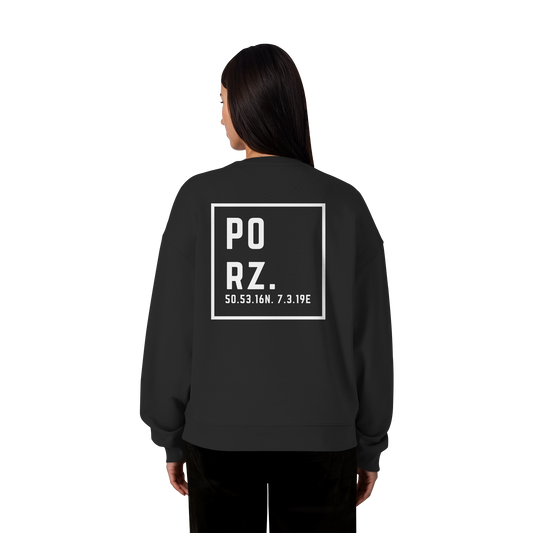 Porz Koordinaten (großer Druck Rücken) - Organic Oversize Sweatshirt