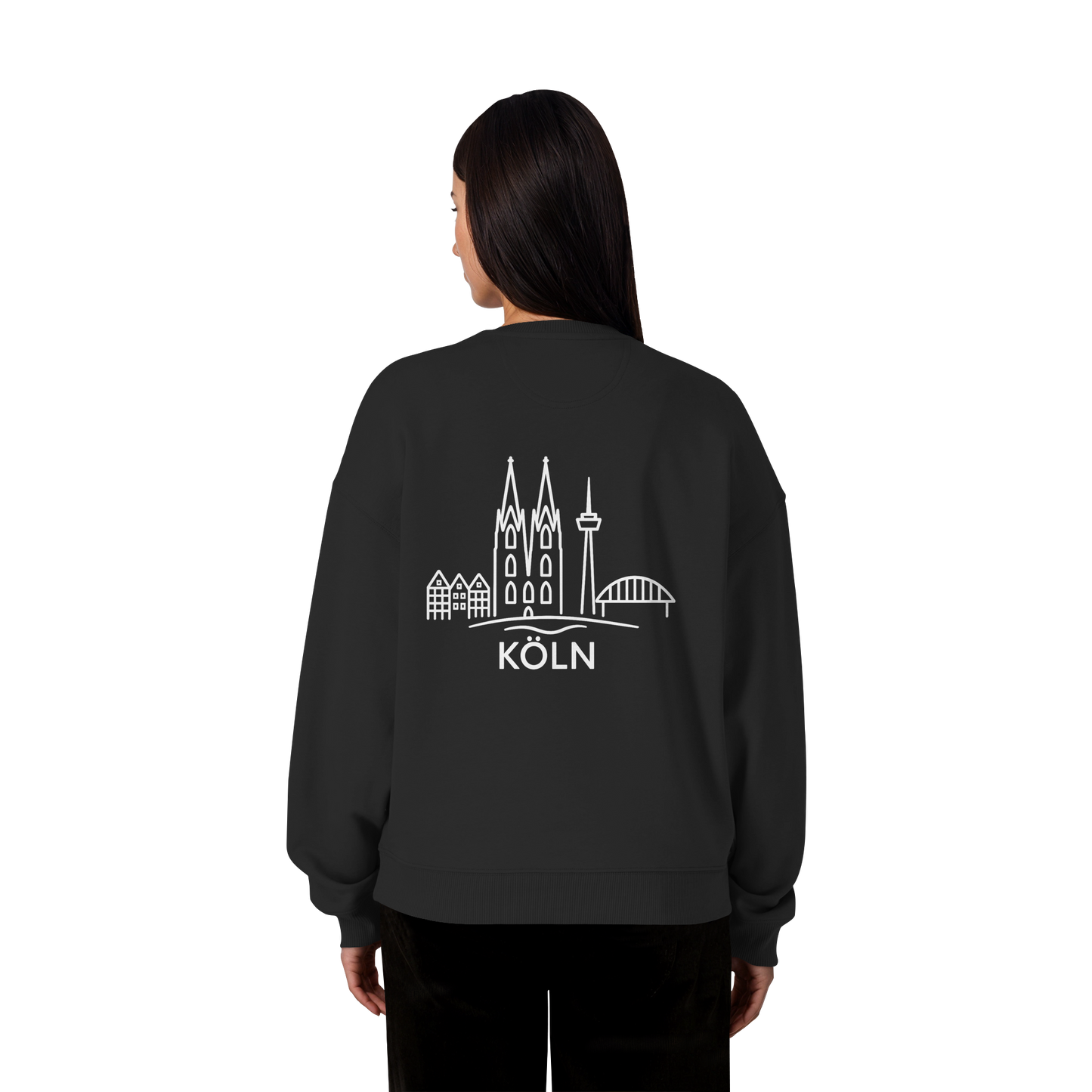 Köln Skyline (großer Druck auf dem Rücken) - Organic Oversize Sweatshirt