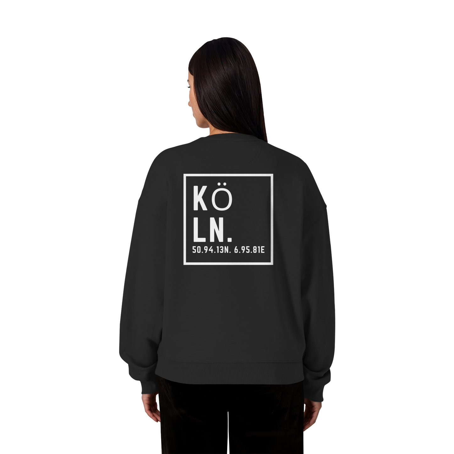 Köln Koordinaten (großer Druck auf dem Rücken) - Organic Oversize Sweatshirt