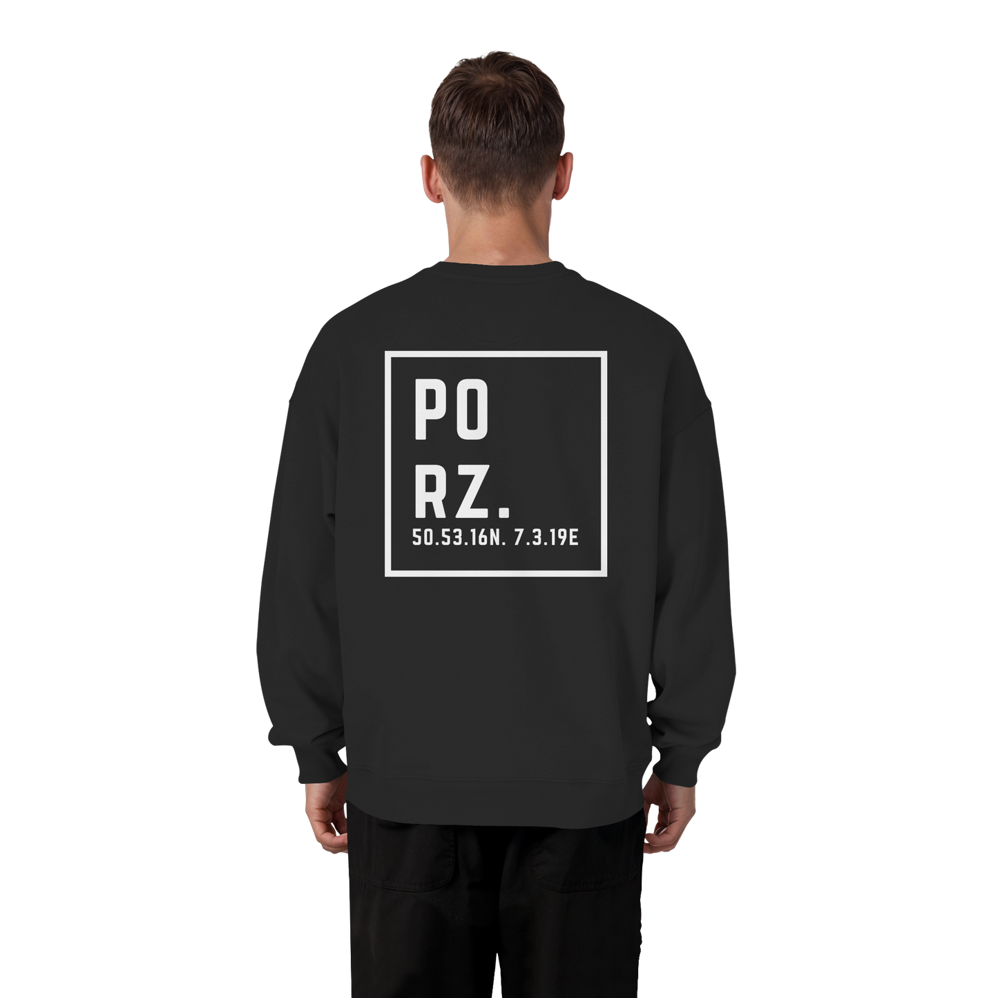 Porz Koordinaten (großer Druck Rücken) - Organic Oversize Sweatshirt