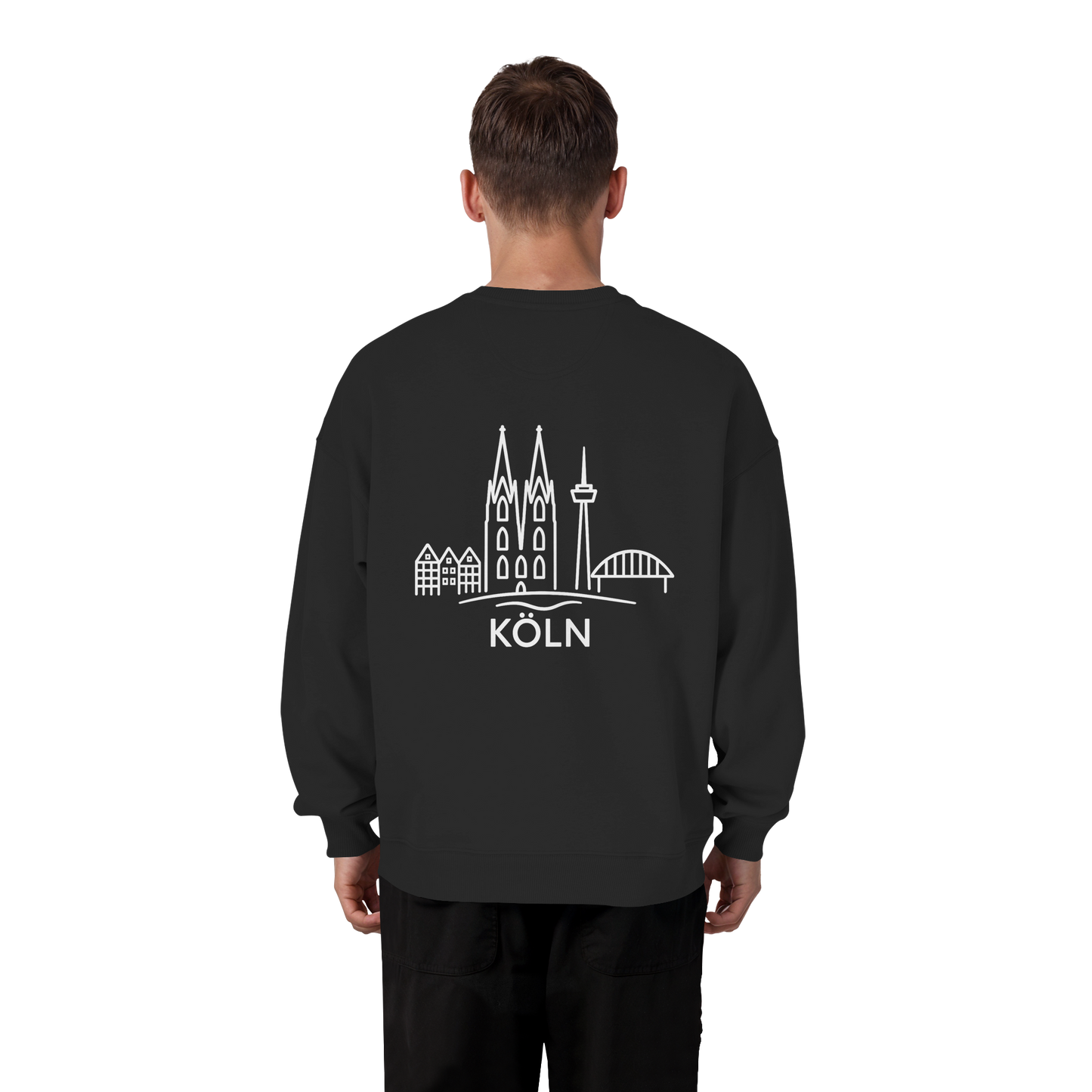 Köln Skyline (großer Druck auf dem Rücken) - Organic Oversize Sweatshirt