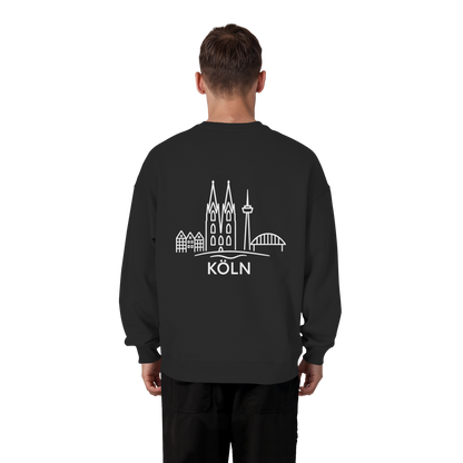 Köln Skyline (großer Druck auf dem Rücken) - Organic Oversize Sweatshirt