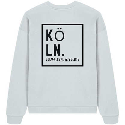 Köln Koordinaten (großer Druck auf dem Rücken) - Organic Oversize Sweatshirt