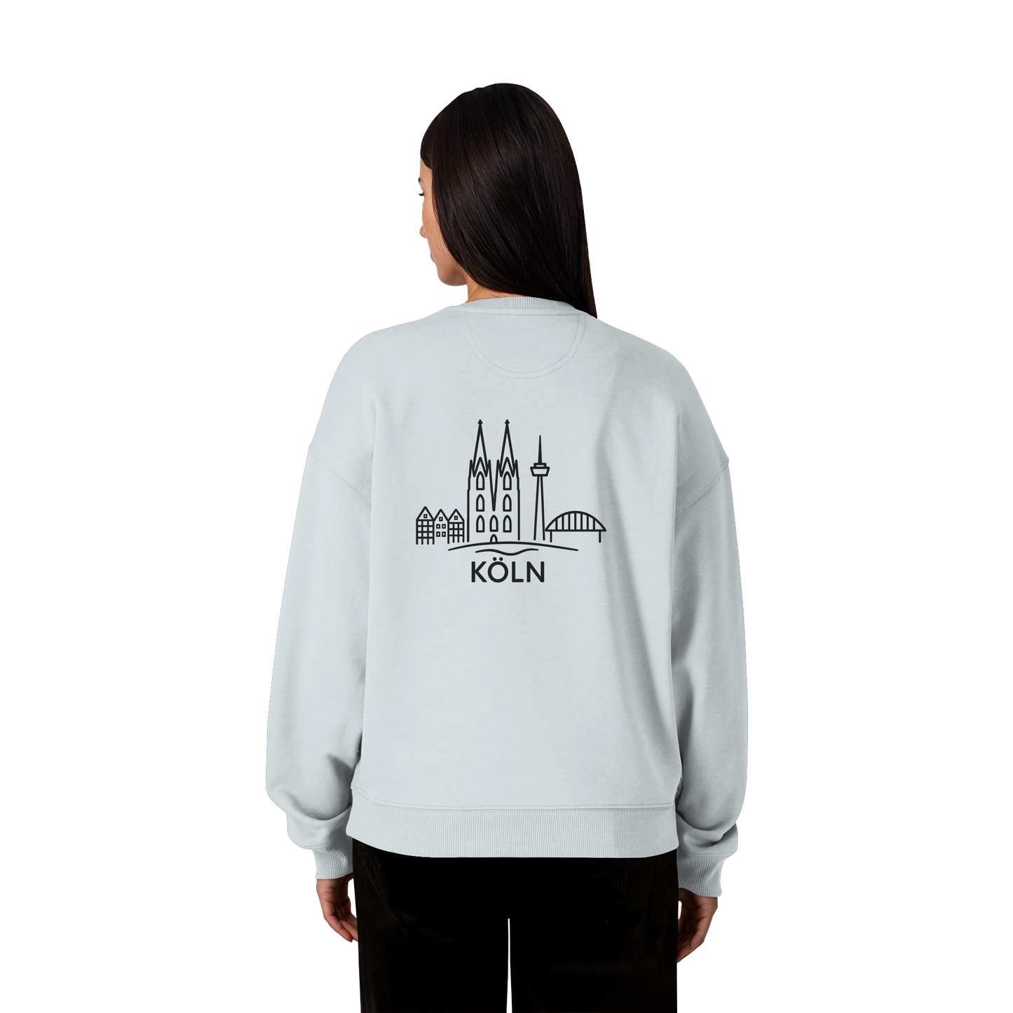 Köln Skyline (großer Druck auf dem Rücken) - Organic Oversize Sweatshirt
