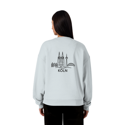 Köln Skyline (großer Druck auf dem Rücken) - Organic Oversize Sweatshirt