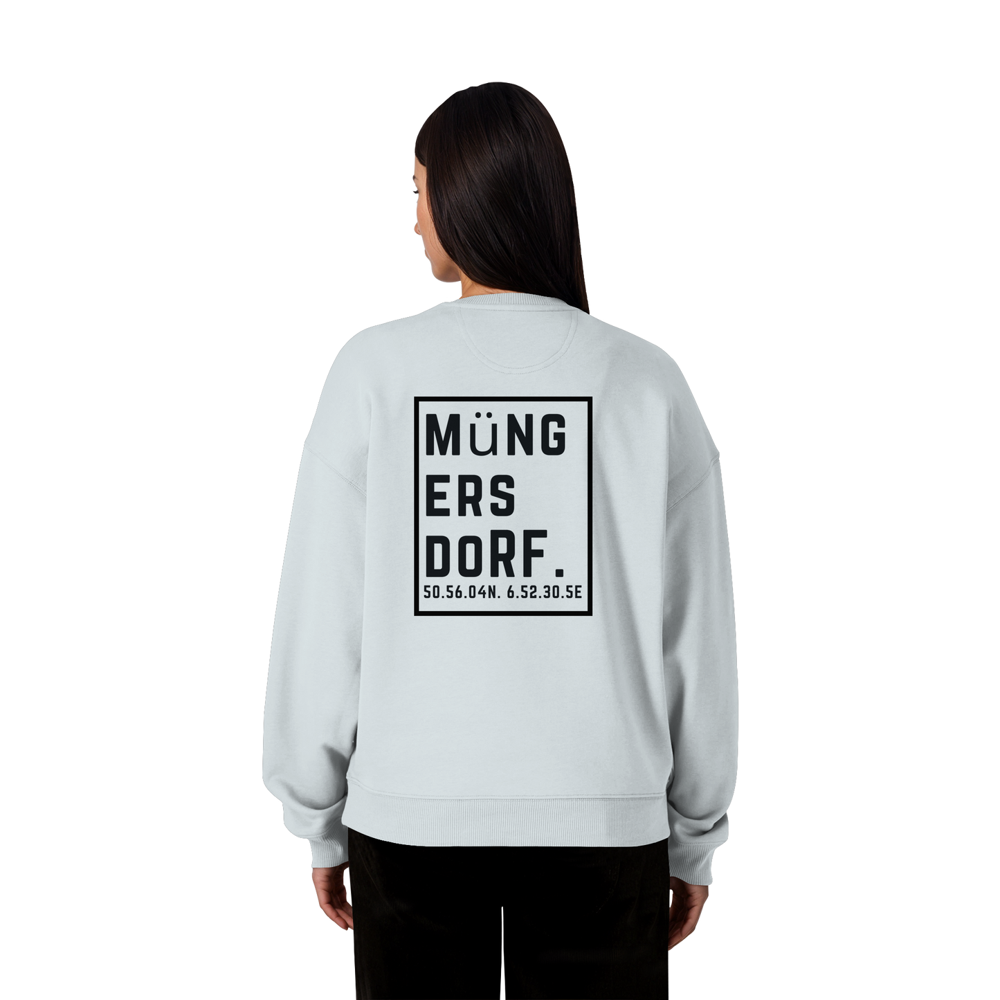 Müngersdorf Koordinaten (großer Druck auf dem Rücken) - Organic Oversize Sweatshirt