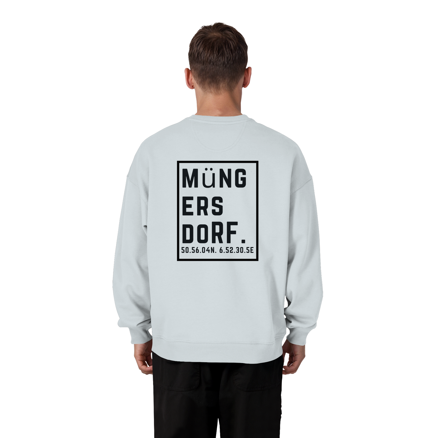 Müngersdorf Koordinaten (großer Druck auf dem Rücken) - Organic Oversize Sweatshirt