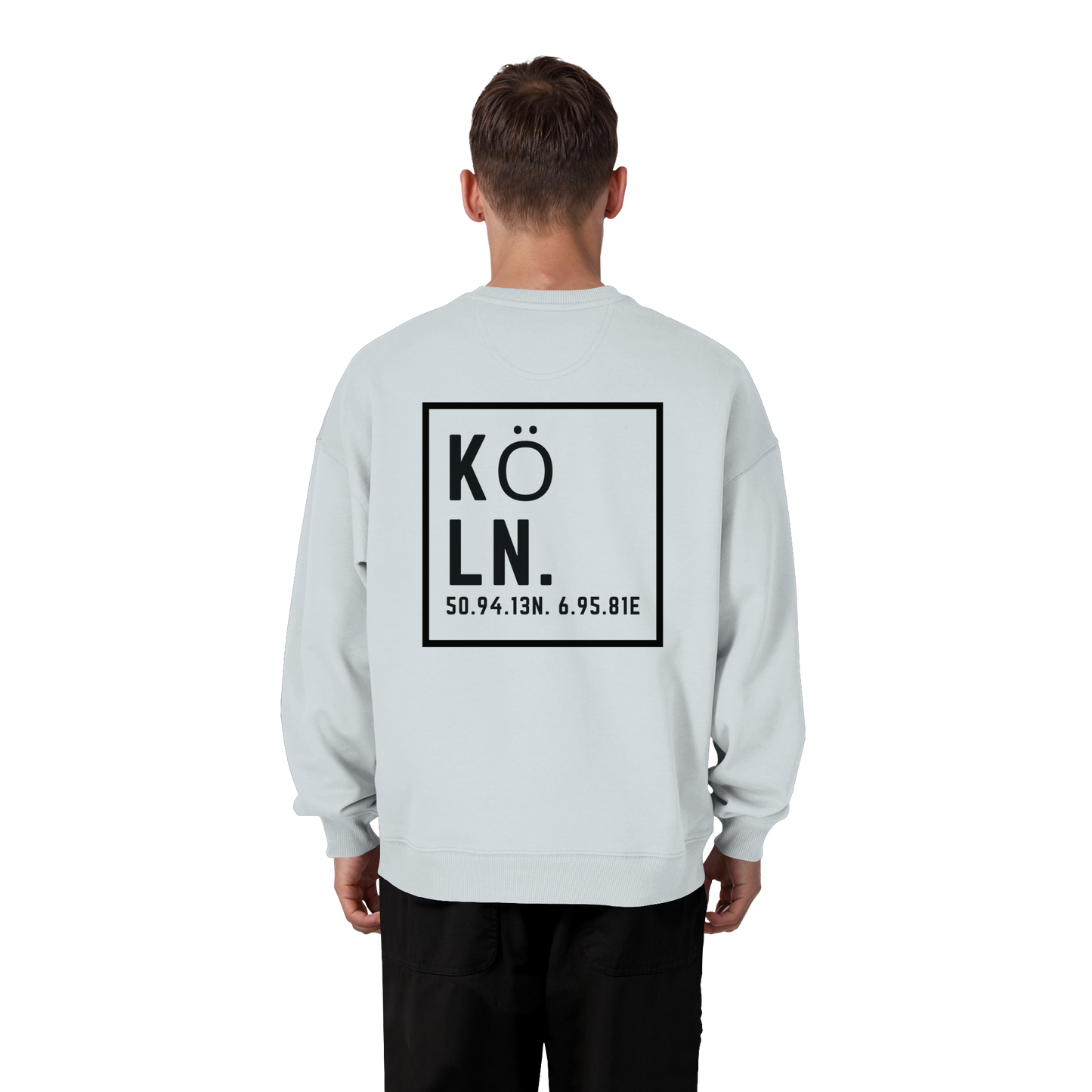 Köln Koordinaten (großer Druck auf dem Rücken) - Organic Oversize Sweatshirt