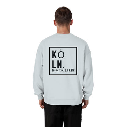 Köln Koordinaten (großer Druck auf dem Rücken) - Organic Oversize Sweatshirt
