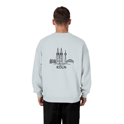 Köln Skyline (großer Druck auf dem Rücken) - Organic Oversize Sweatshirt