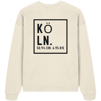 Köln Koordinaten (großer Druck auf dem Rücken) - Organic Oversize Sweatshirt