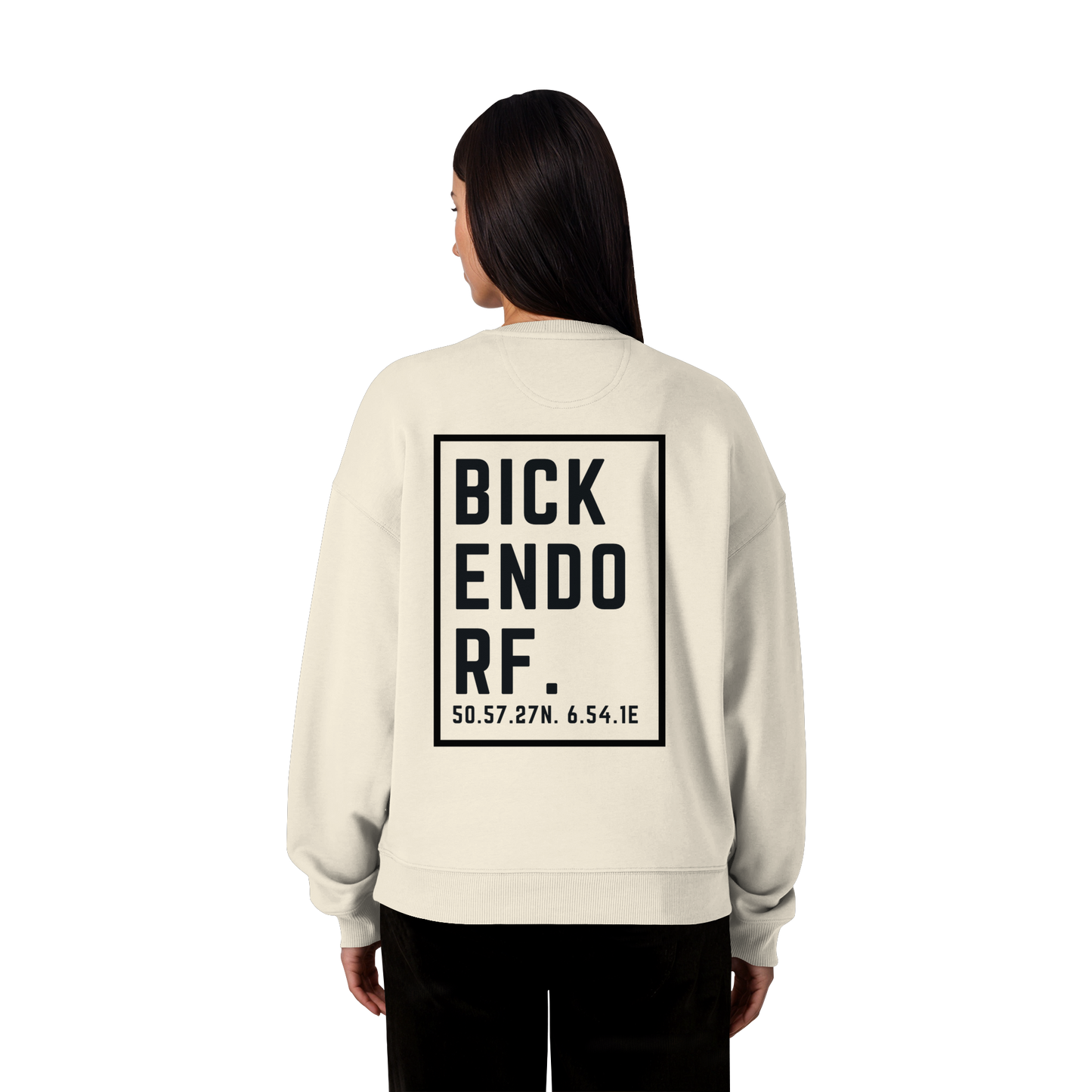 Bickendorf Koordinaten (großer Druck auf dem Rücken) - Organic Oversize Sweatshirt