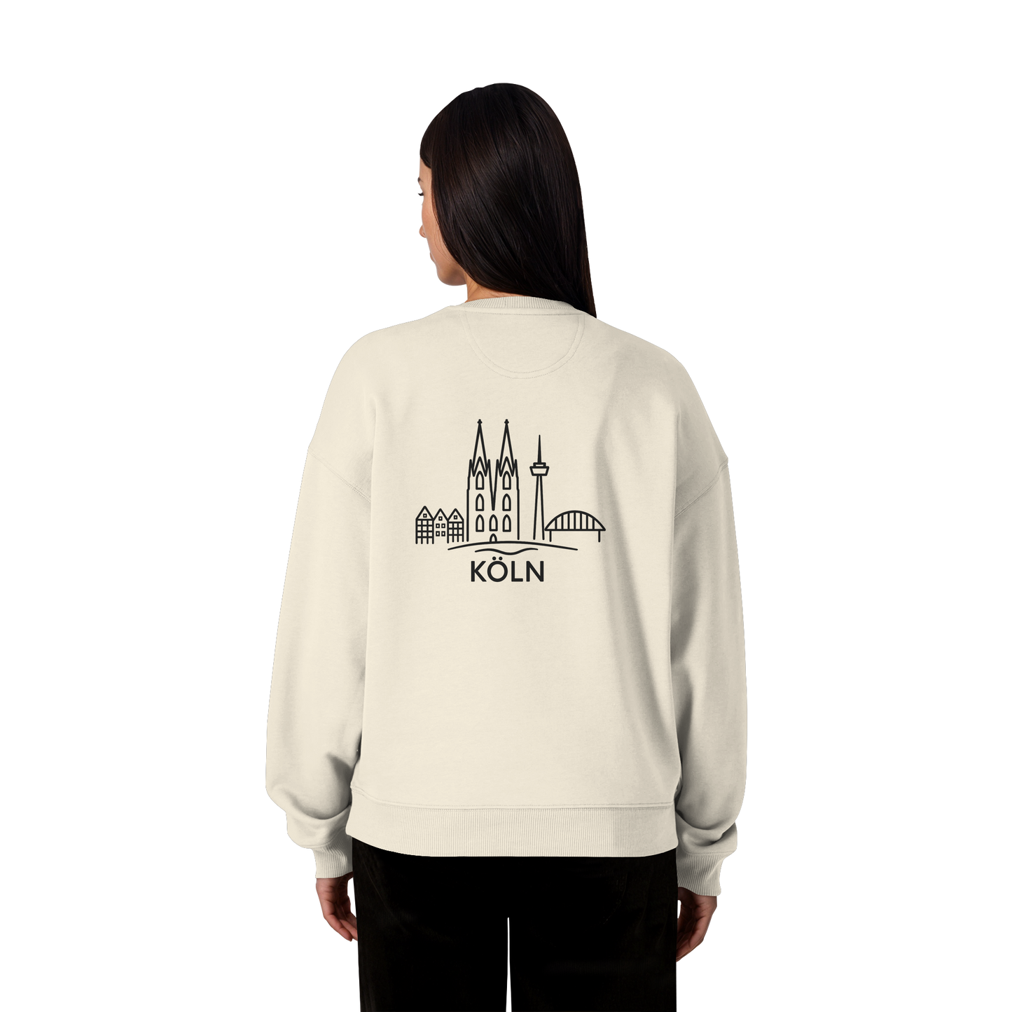 Köln Skyline (großer Druck auf dem Rücken) - Organic Oversize Sweatshirt