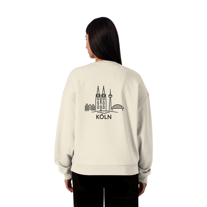 Köln Skyline (großer Druck auf dem Rücken) - Organic Oversize Sweatshirt