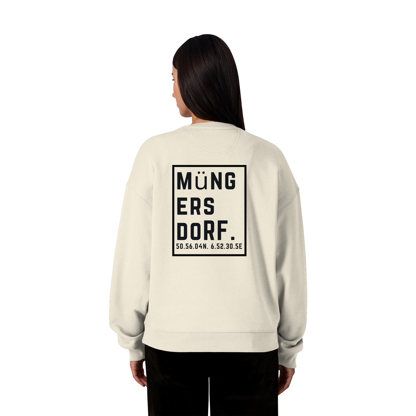 Müngersdorf Koordinaten (großer Druck auf dem Rücken) - Organic Oversize Sweatshirt