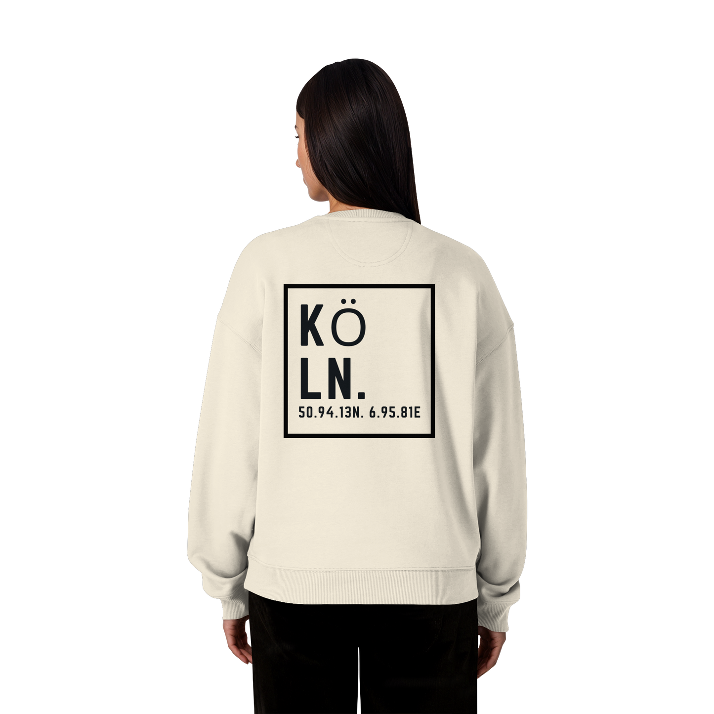Köln Koordinaten (großer Druck auf dem Rücken) - Organic Oversize Sweatshirt