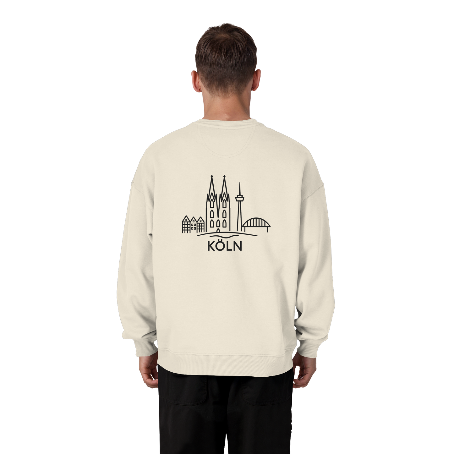 Köln Skyline (großer Druck auf dem Rücken) - Organic Oversize Sweatshirt