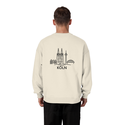 Köln Skyline (großer Druck auf dem Rücken) - Organic Oversize Sweatshirt