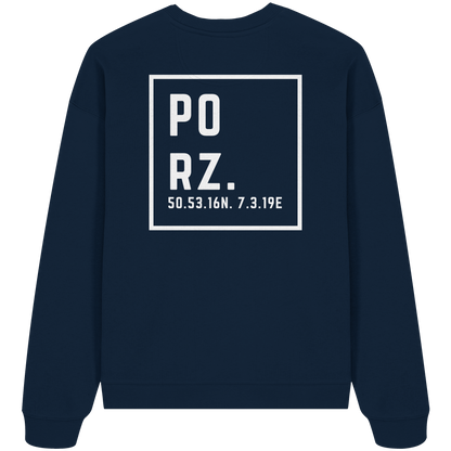 Porz Koordinaten (großer Druck Rücken) - Organic Oversize Sweatshirt