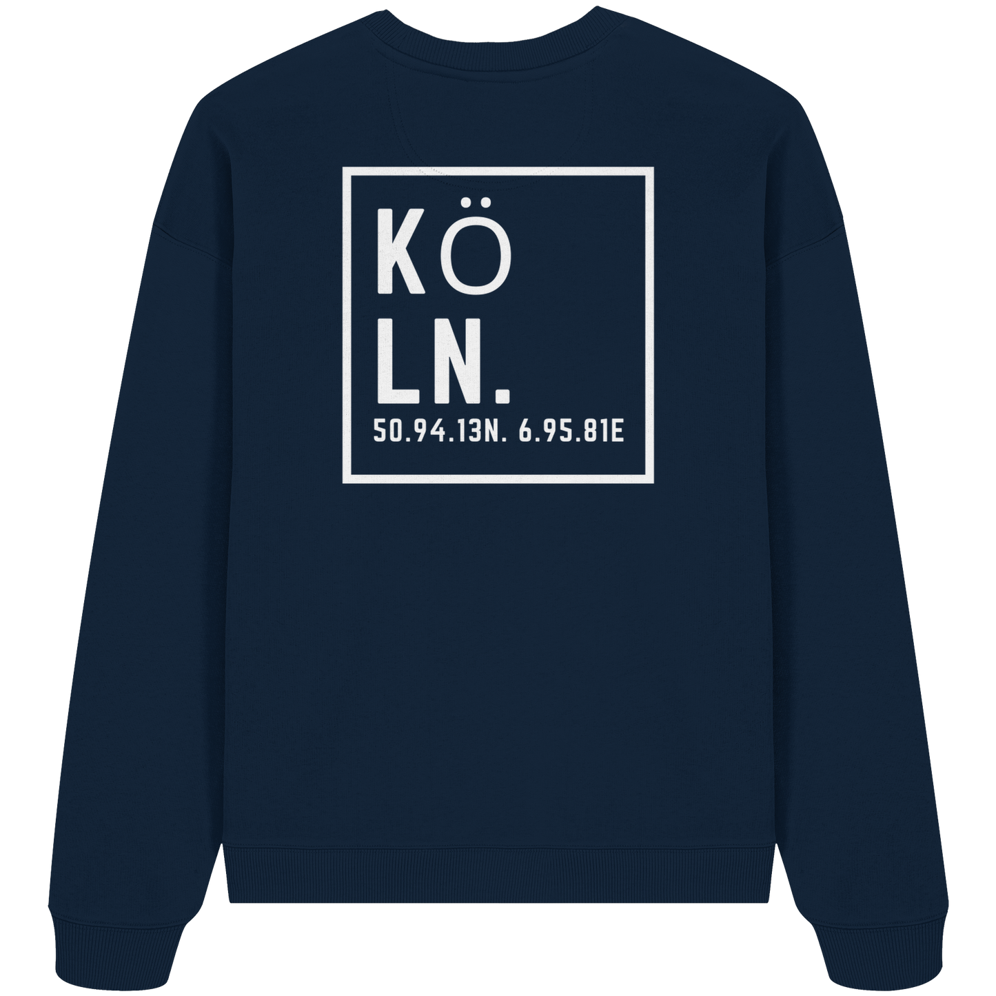 Köln Koordinaten (großer Druck auf dem Rücken) - Organic Oversize Sweatshirt