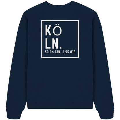 Köln Koordinaten (großer Druck auf dem Rücken) - Organic Oversize Sweatshirt